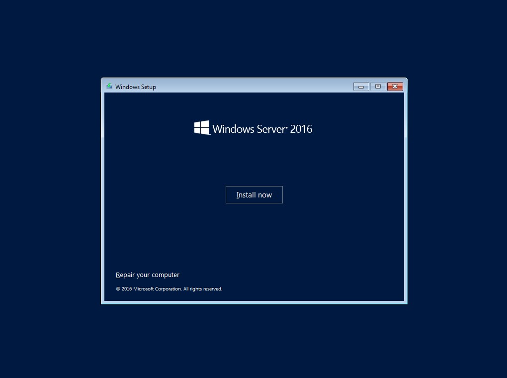 Installing Windows Server 2016