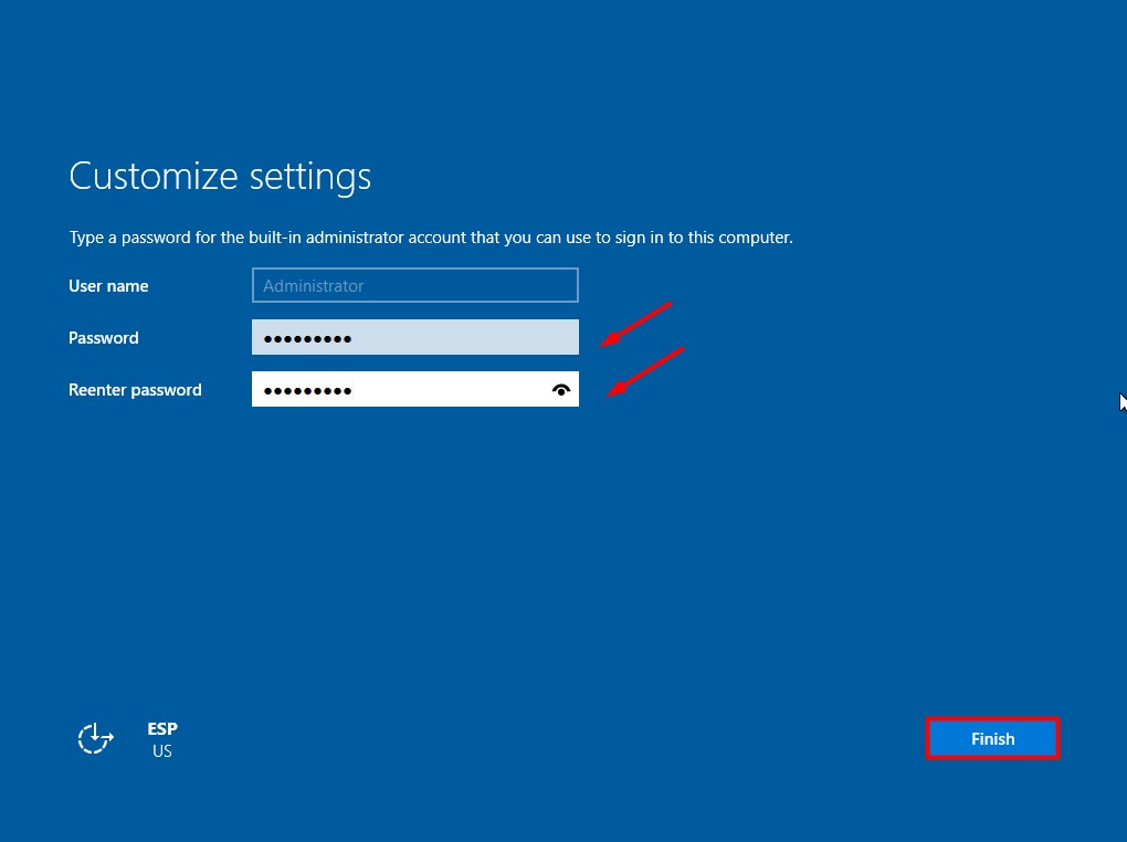 Windows Server 2016 Choose Password