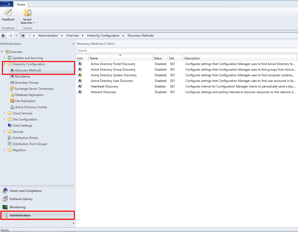 SCCM Discovery Methods