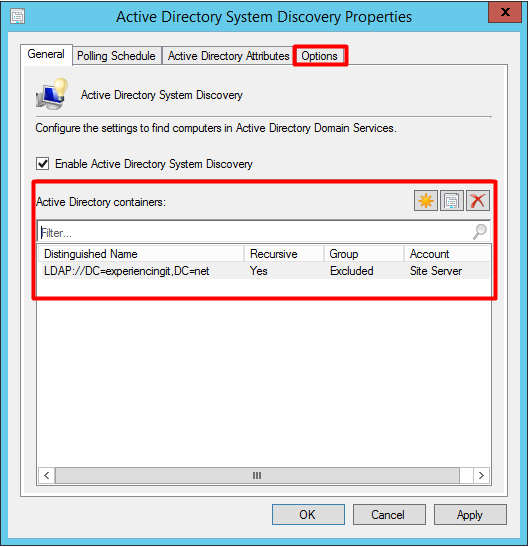 SCCM AD System DIscovery