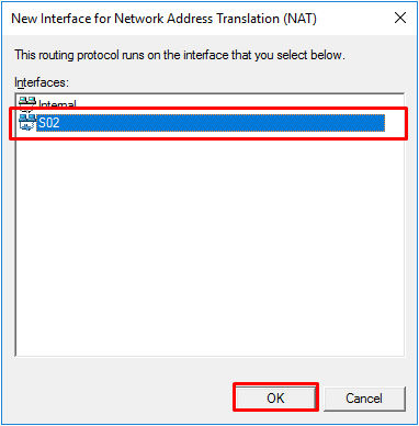 LAN Routing and NAT with Windows Server 2016 - RRAS Setup add second NAT interface 