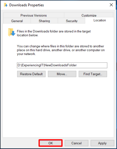 Change Windows 10 Downloads Folder Location