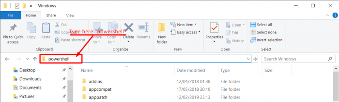 Open a Powershell or CMD prompt from anywhere in Windows File Explorer