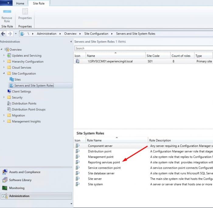 SCCM Current Branch Add Reporting Services Point